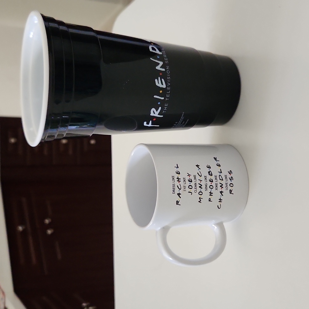 FRIENDS Coffee Mug and Friends insulted large black solo cup ~ NWOT